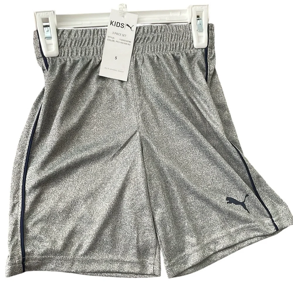 Puma Red and Blue Tops with Gray Shorts Set of 3 - Picture 4 of 4